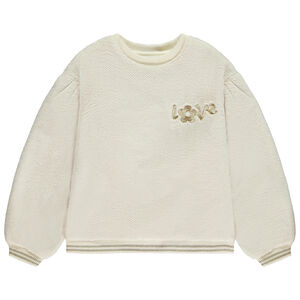 Sudadera oversize de sherpa con bordado dorado Love para niña 