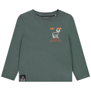 Camiseta de manga larga con bordado de ciervo para niño 