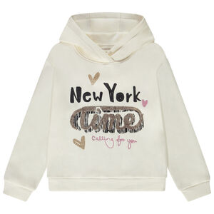 Sudadera con capucha de felpa con estampado de lentejuelas para niña 