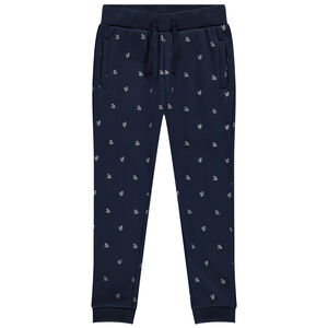 Pantalón de chándal impreso con corazones en contracolado para niña 