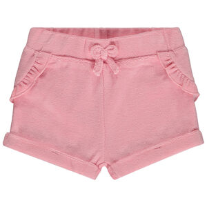 Short liso de rizo con volantes y lazo para bebé niña 
