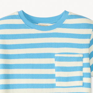 Camiseta de rayas de felpa de manga corta para niño 