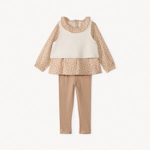 Conjunto de 3 piezas con blusa de lunares para niña bebé 