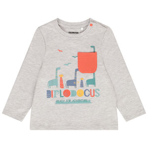 T-shirt manches longues en jersey avec poche et print dinosaures pour bébé garçon 