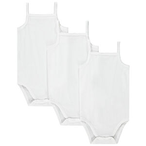 Pack de 3 bodies con tirantes blancos para bebé niña 