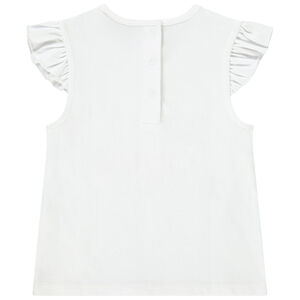 Camiseta de manga corta con volantes de jersey y estampado para bebé niña 