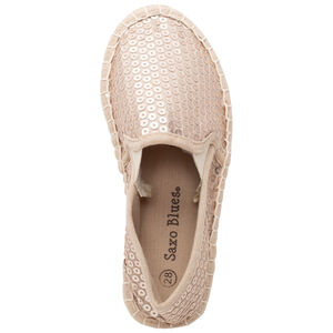 Zapatillas de esparto con lentejuelas rosas para niña 