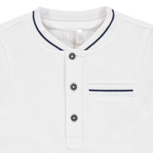 Polo de manga corta de algodón liso con cuello teddy para bebé niño 