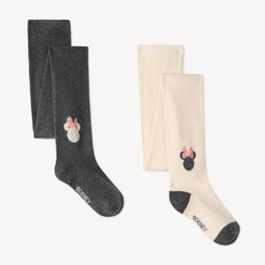 Pack de 2 medias gruesas para niña con diseño de Minnie Disney. 