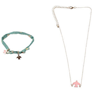 Conjunto collar y pulsera de tela niña 
