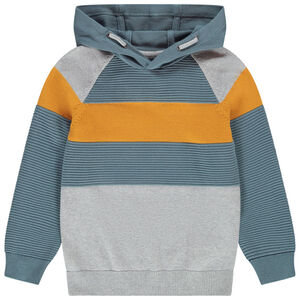Pull color block à capuche avec détails en maille ottomane pour garçon Main Pull color block à capuche avec détails en maille ottomane pour garçon