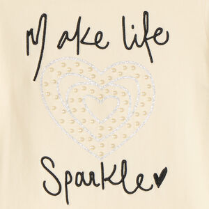 T-shirt manches longues fille avec perles et fantaisie 