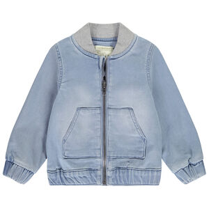 Chaqueta bomber de mezclilla con cuello acanalado para bebé niño 