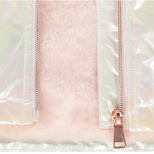 Chubasquero iridiscente forrado de sherpa suave para niña bebé 