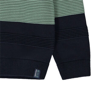 Suéter de rayas de punto fantasía con cuello cruzado para niño 