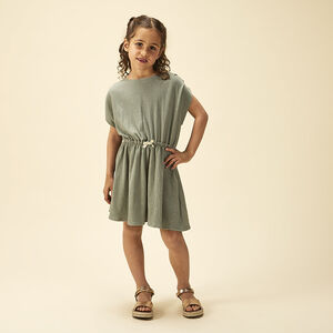 Vestido de manga corta con estampado de flores fantasía para niña  Main Vestido de manga corta con estampado de flores fantasía para niña