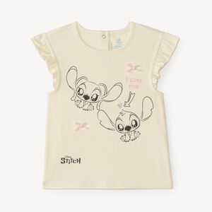 Camiseta de manga corta para bebé niña Stitch y Angel de Disney 