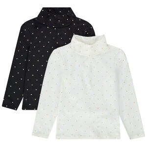 Pack de 2 camisetas interiores de cuello vuelto con estampado de lunares para niña Main Pack de 2 camisetas interiores de cuello vuelto con estampado de lunares para niña