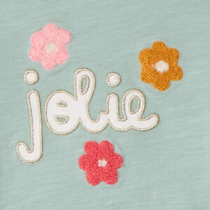 T-shirt manches longues à broderie bouclette pour bébé fille  Main T-shirt manches longues à broderie bouclette pour bébé fille