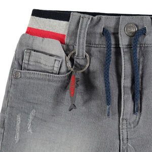 Bermudas vaqueras efecto desgastado con cintura elástica de rayas 