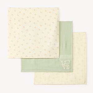 Lote de 3 paños para bebé con estampado de ositos. 