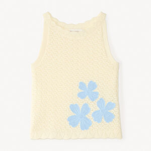 Camiseta de punto con flores bordadas para niña 
