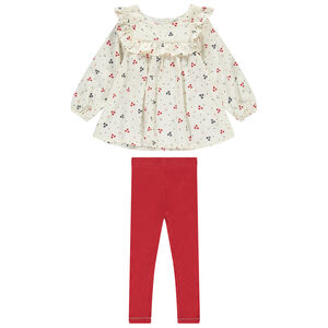 Conjunto de 2 piezas con blusa estampada para bebé niña 