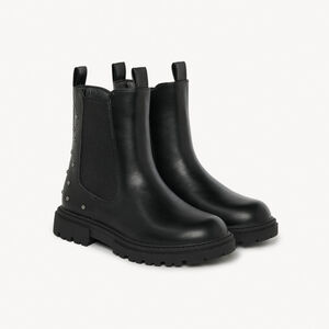 Botines de efecto cuero elásticos con remaches para niña 