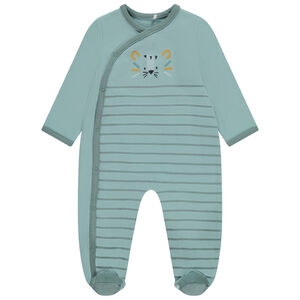 Pelele de felpa rayado con bordado de tigre para bebé niño 