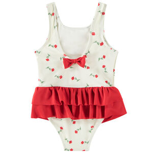 Maillot de baño de una pieza efecto 2 en 1 estampado flores para niña bebé 