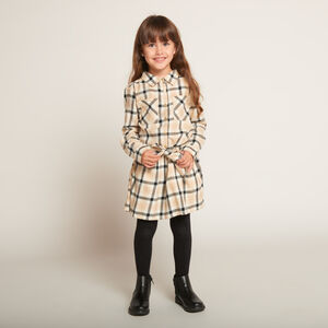 Robe chemise ceinturée à carreaux pour fille  Main Robe chemise ceinturée à carreaux pour fille