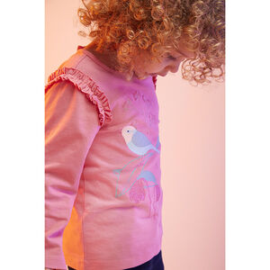 T-shirt manches longues à ruché print pailleté pour bébé fille 