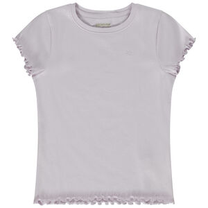 T-shirt manches courtes uni effet côtelé pour fille 