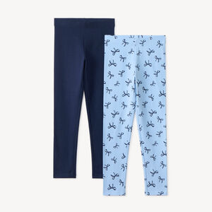 Lote de 2 leggings lisos y estampados para niña 