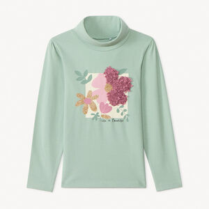 Sous-pull à col roulé et fleur effet pétales 3D pour fille  Main Sous-pull à col roulé et fleur effet pétales 3D pour fille