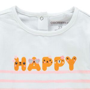 T-shirt manches longues en coton à rayures et inscription 