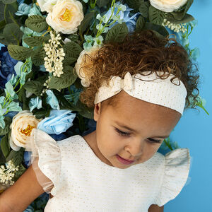 Conjunto de ceremonia vestido de jacquard + diadema para bebé niña 