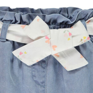 Short de tela con cinturón para anudar para bebé niña 