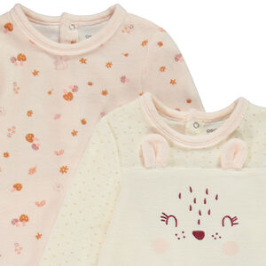 Pack de 2 peleles de terciopelo con estampado de ciervo para bebé niña 