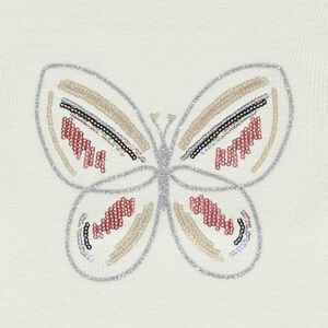 Jersey de punto acanalado con mariposa brillante para niña 