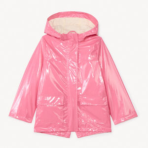 Parka de goma con capucha irisada para niña 