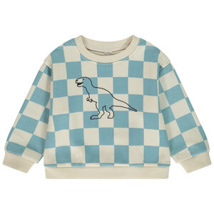 Sudadera oversize estampado damero y print de dinosaurio para bebé niño 