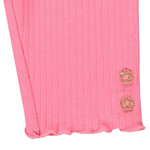 Corsario acanalado con botones brillantes para bebé niña 