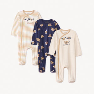 Lot de 3 dors-bien motifs chiens pour bébé garçon avec ouvertures différentes selon l'âge 