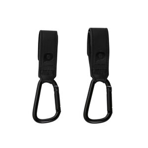 Conjunto de 2 ganchos para sillita de paseo Simone en cuero sintético negro. 