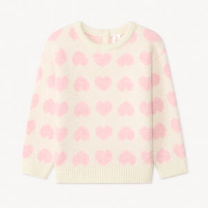 Pull à manches longues imprimé cœurs pour bébé fille   Main Pull à manches longues imprimé cœurs pour bébé fille