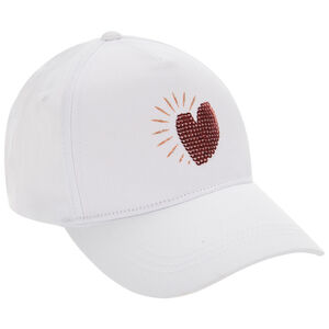 Gorra con corazón de lentejuelas y lazo para niña 