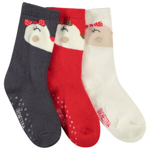 Pack de 3 pares de calcetines antideslizantes con estampado de pingüino niña 
