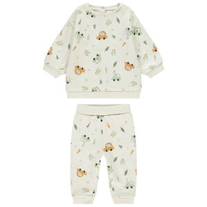 Conjunto de pantalón jogging y sudadera con estampado de coche para bebé niño 