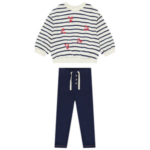 Conjunto jogging con sudadera oversize a rayas para bebé niña 